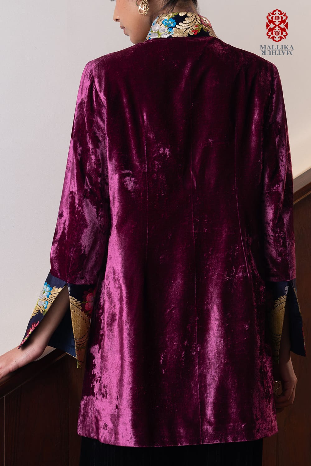 ‘Tashi’ plam silk velvet jacket - image 4