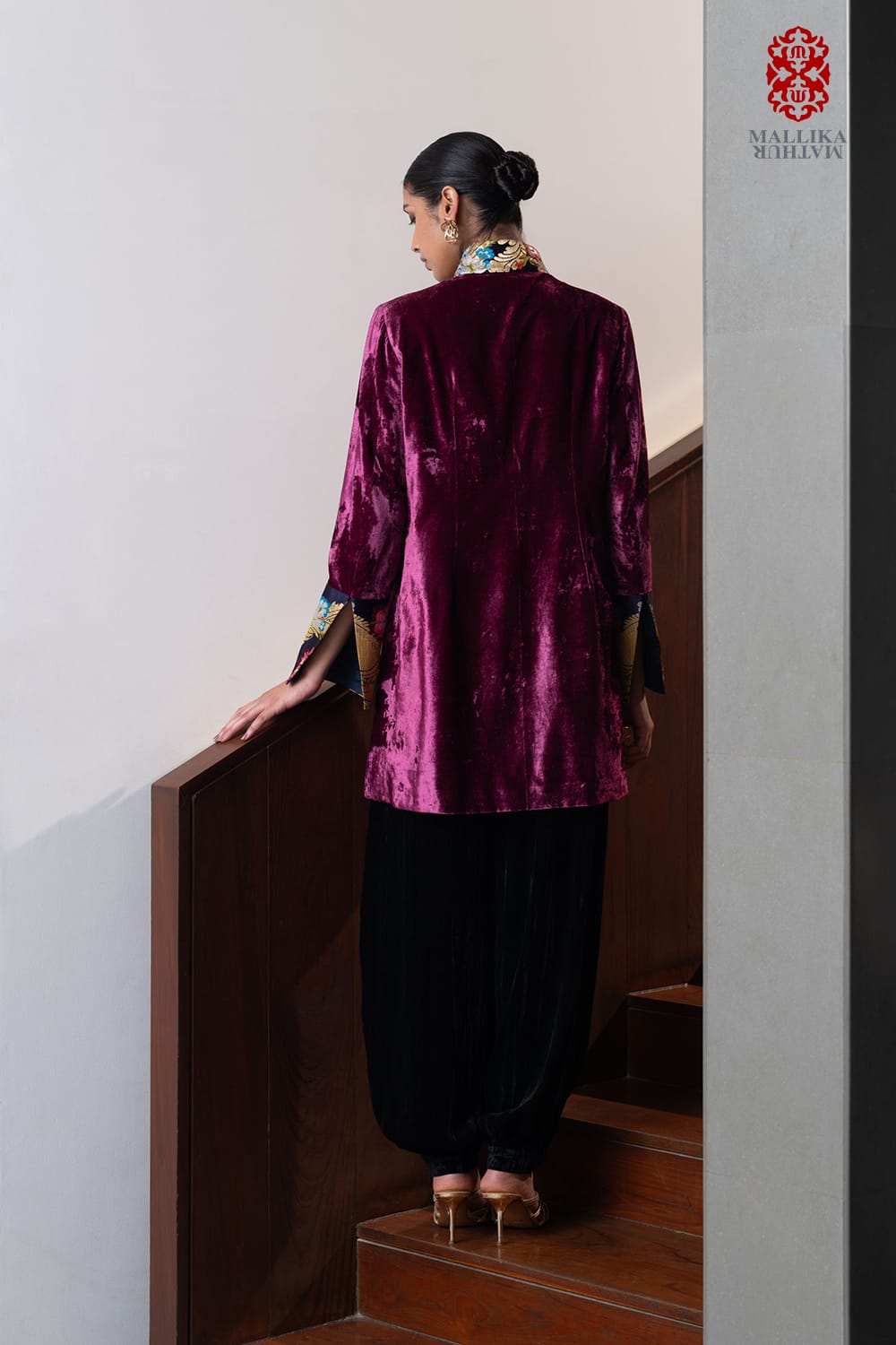 ‘Tashi’ plam silk velvet jacket - image 3