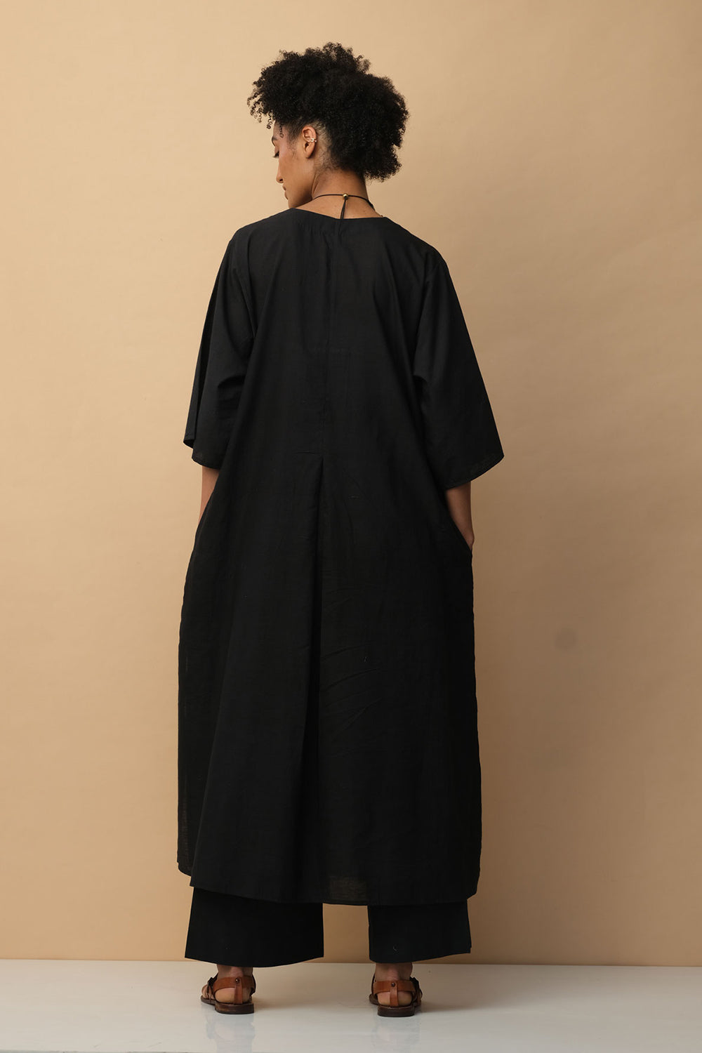 Plantain leaf applique kaftan black - image 3
