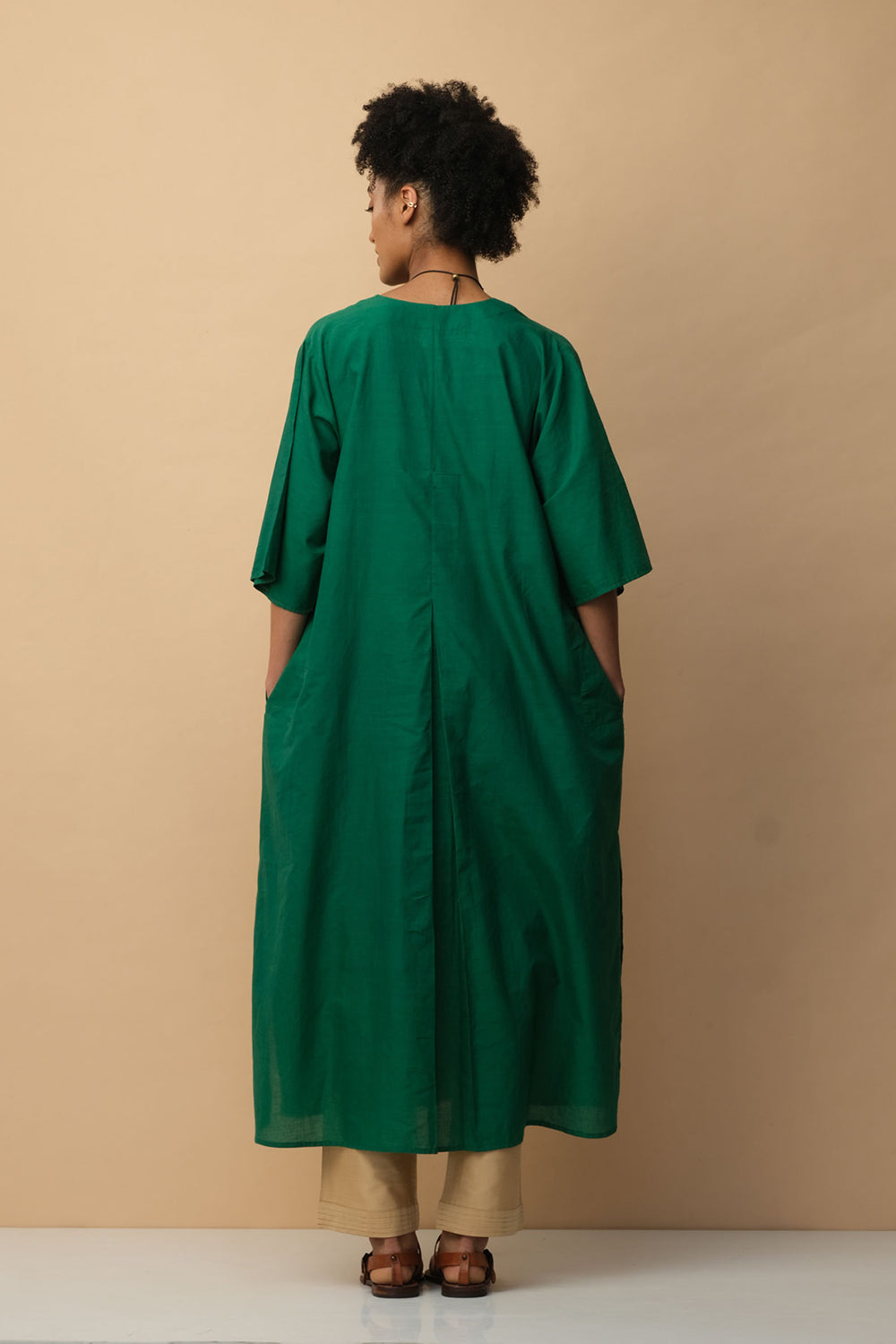 Tropical leaf applique kaftan emerald green - image 3