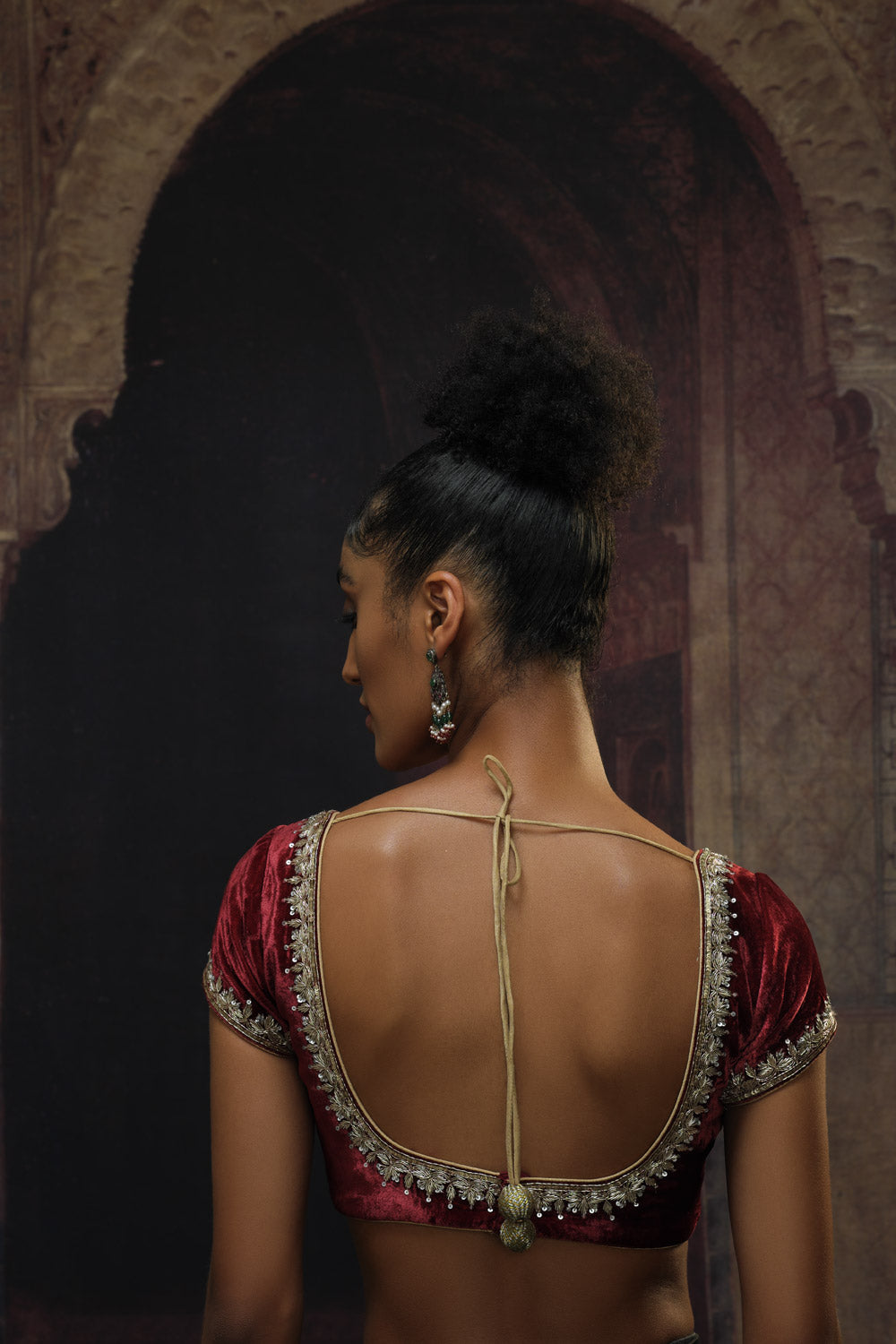 'Sultani surkh shaneel jhalar bel' blouse - image 2