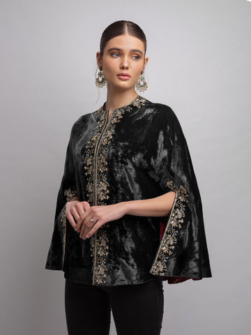 'TIANA' velvet opera capelet black