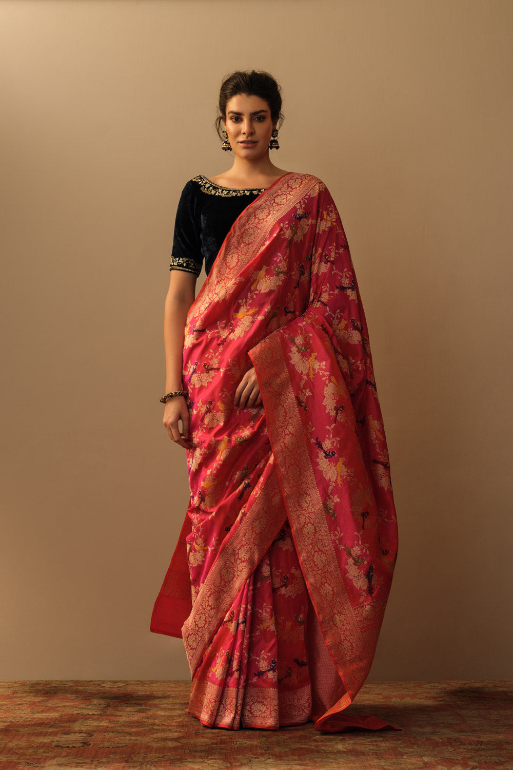 Shikargah meenakari saree