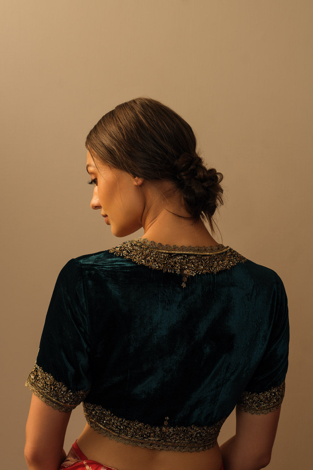 Velvet koti teal blue and gold - image 2