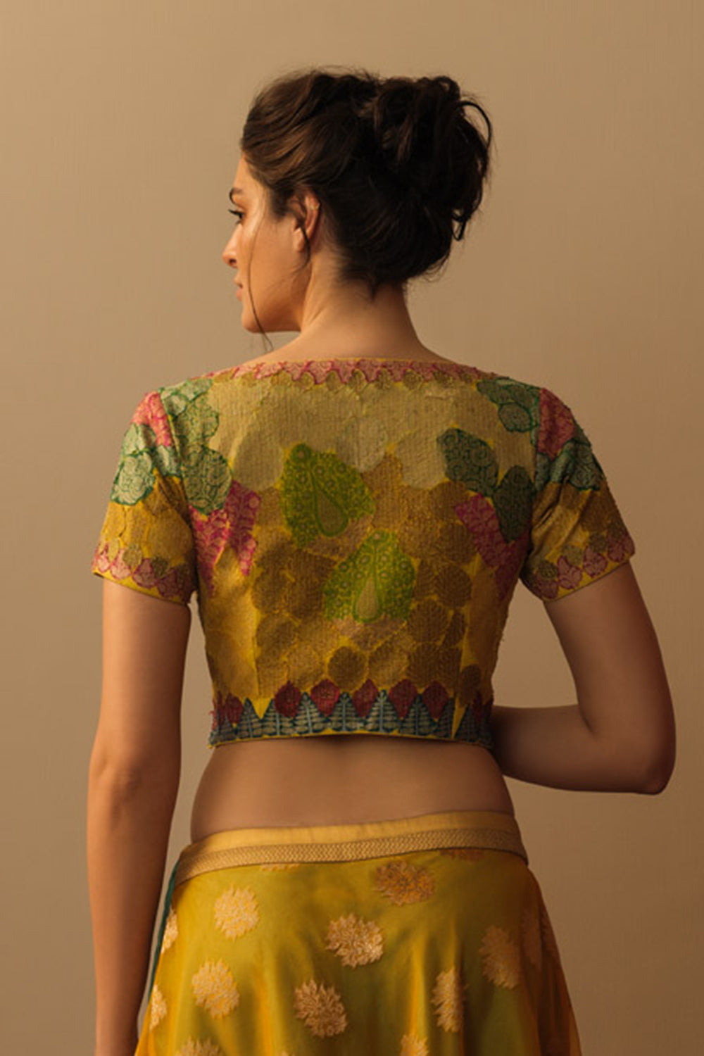 'Banaras Bloom' crop top marigold yellow - image 2