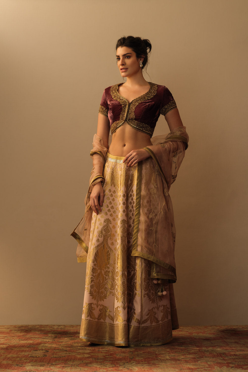 'Amara' kalidar mughal design lehenga blush - image 2