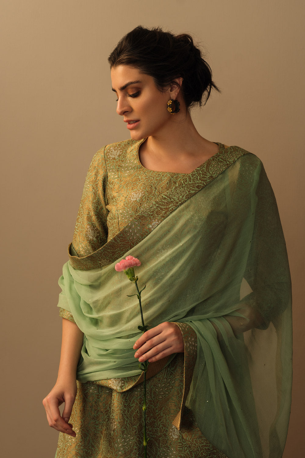 'ZARBAFT' sharara set aquamarine