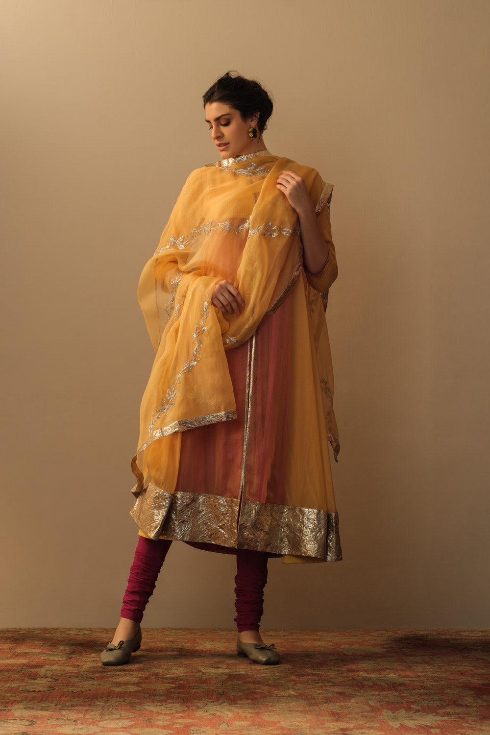 Amras and silver kora anarkali and embroidered dupatta - image 2