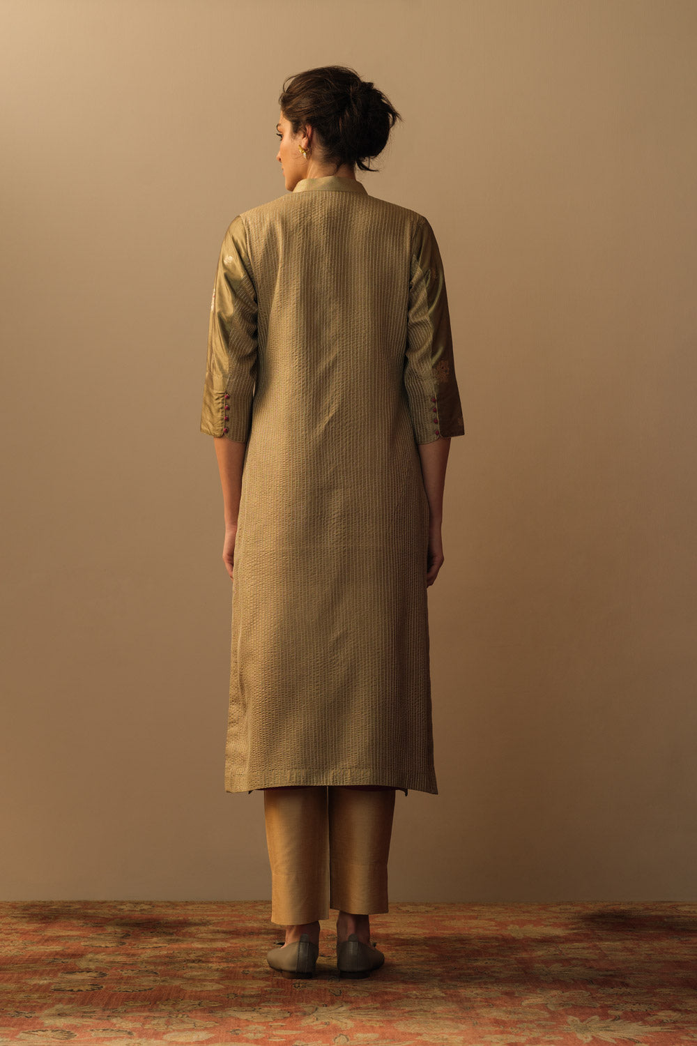 Kadhuan meenakari mughal motif tunic burnt gold - image 3