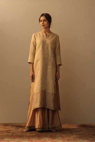 'MELANGE' Gold tissue tunic geometric design