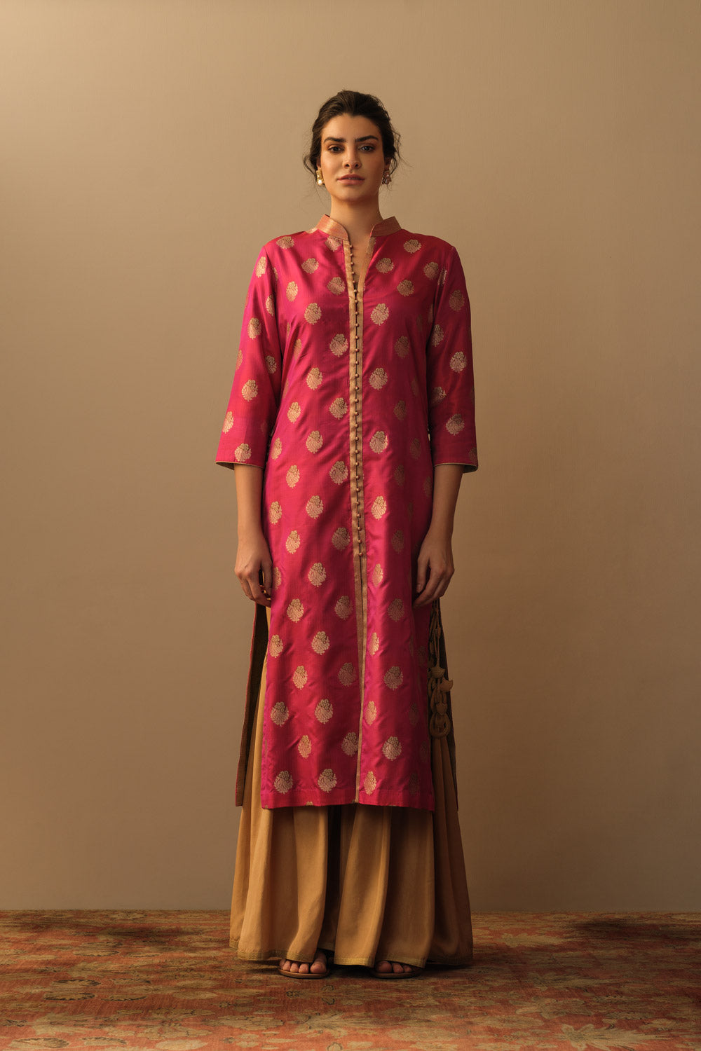 Kadhuan sharifa motif tunic rani & red silk