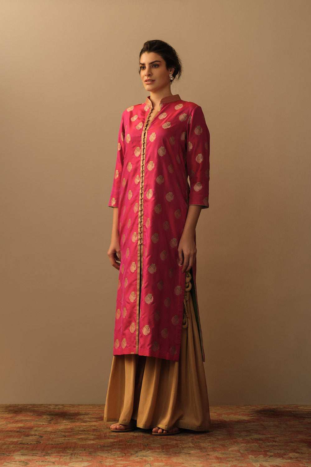 Kadhuan sharifa motif tunic rani & red silk - image 2