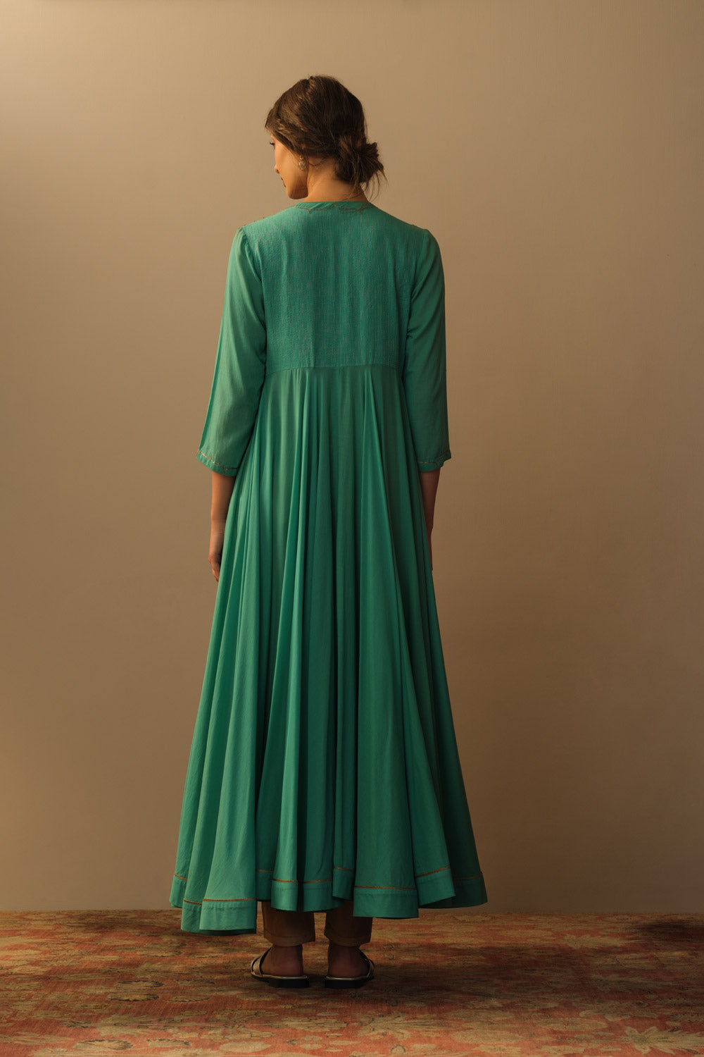 Moroccan embroidered anarkali turquoise - image 3
