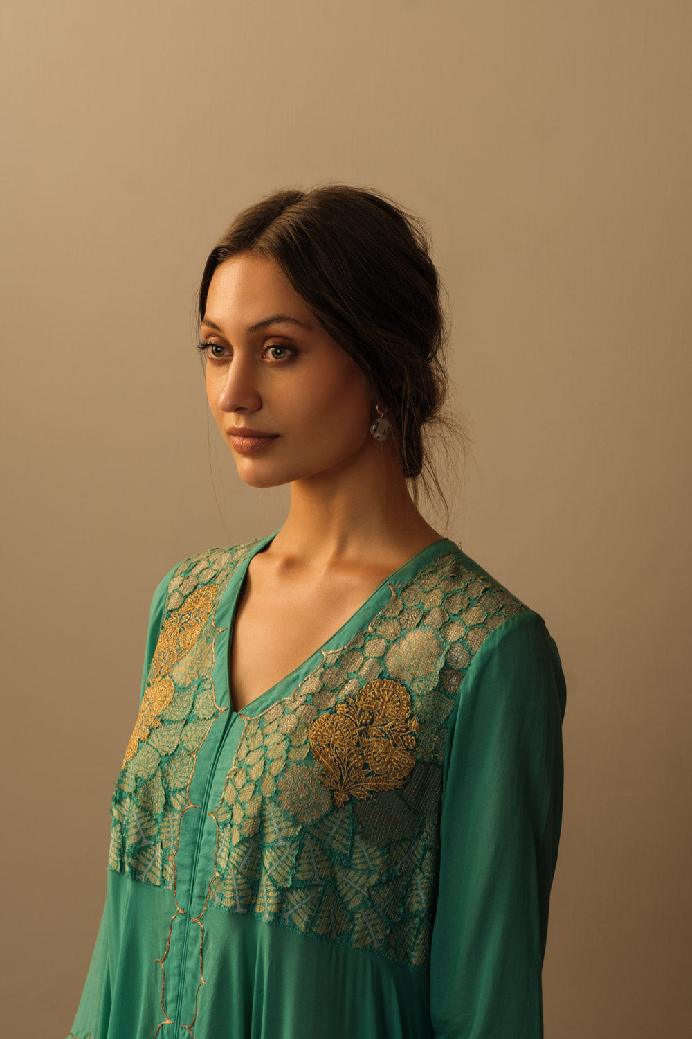 Moroccan embroidered anarkali turquoise - image 2