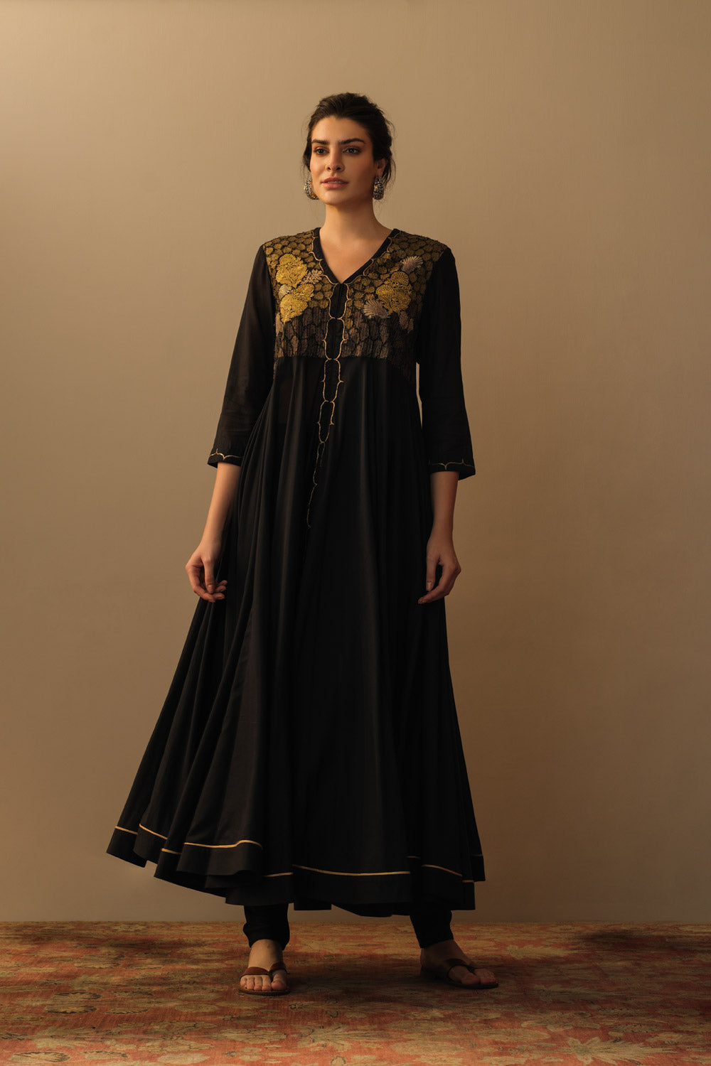 Moroccan embroidered anarkali black