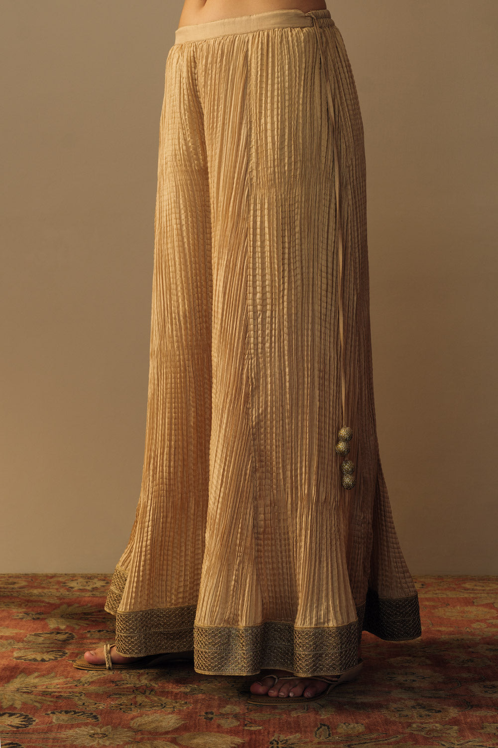 Silk sharara beige gold