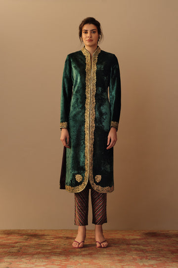 'ZIBA' velvet jacket emerald green