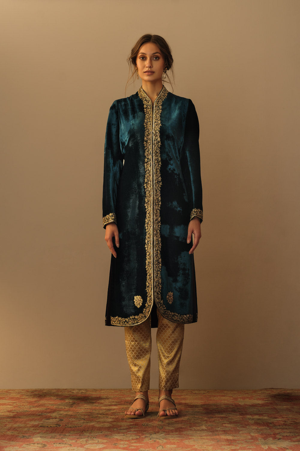 'ZIBA' velvet jacket teal blue