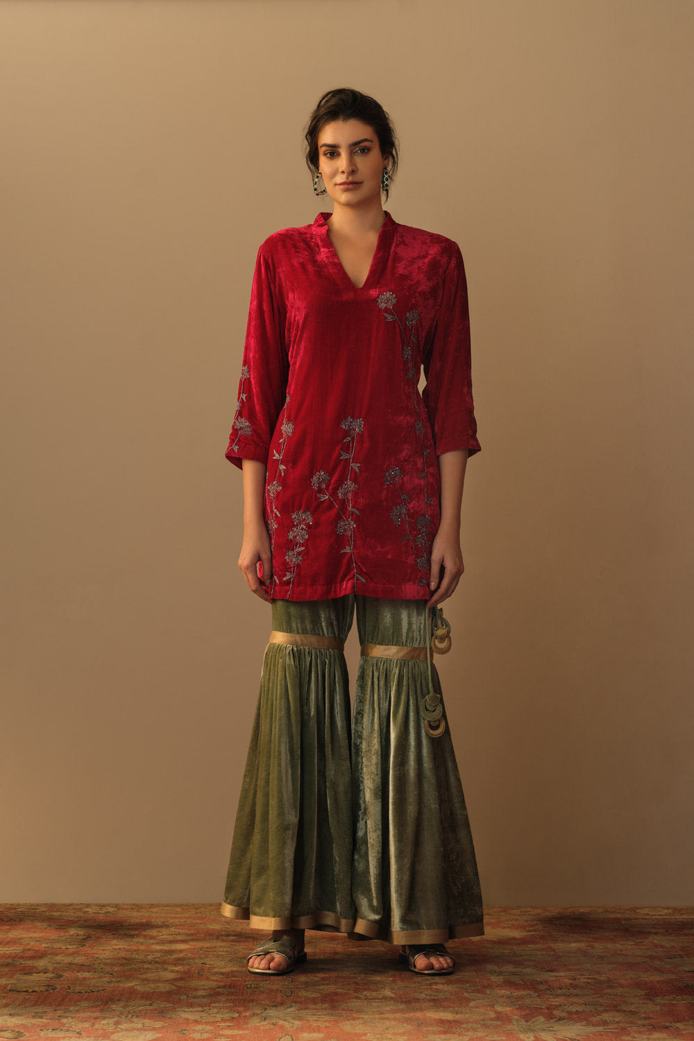 Velvet tunic cerise pink 'Sweet Cicely'