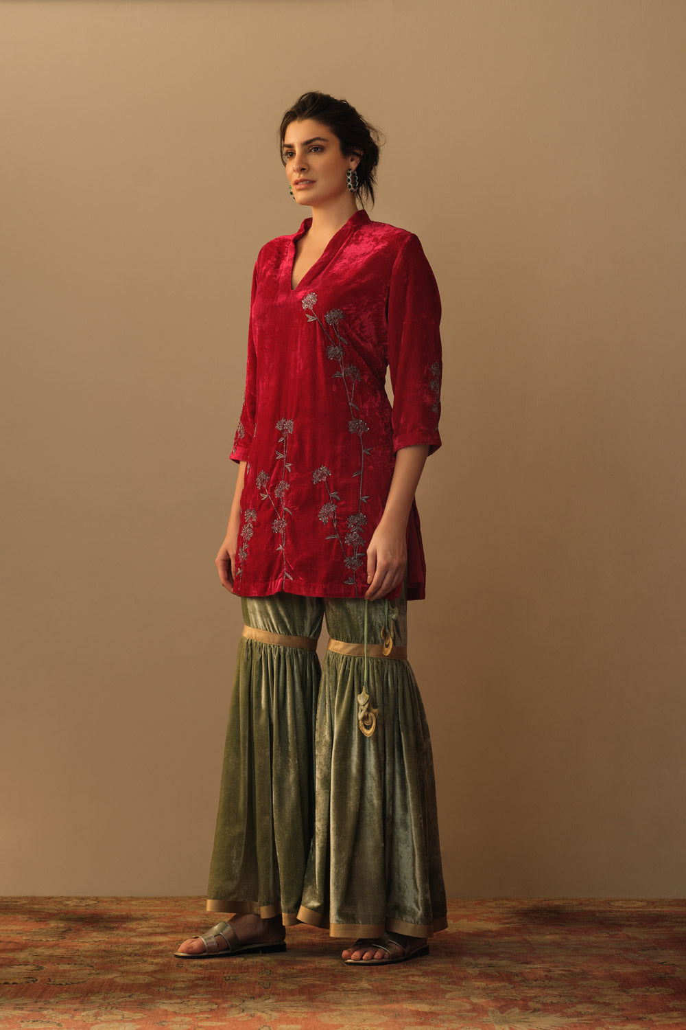 Velvet tunic cerise pink 'Sweet Cicely' - image 2