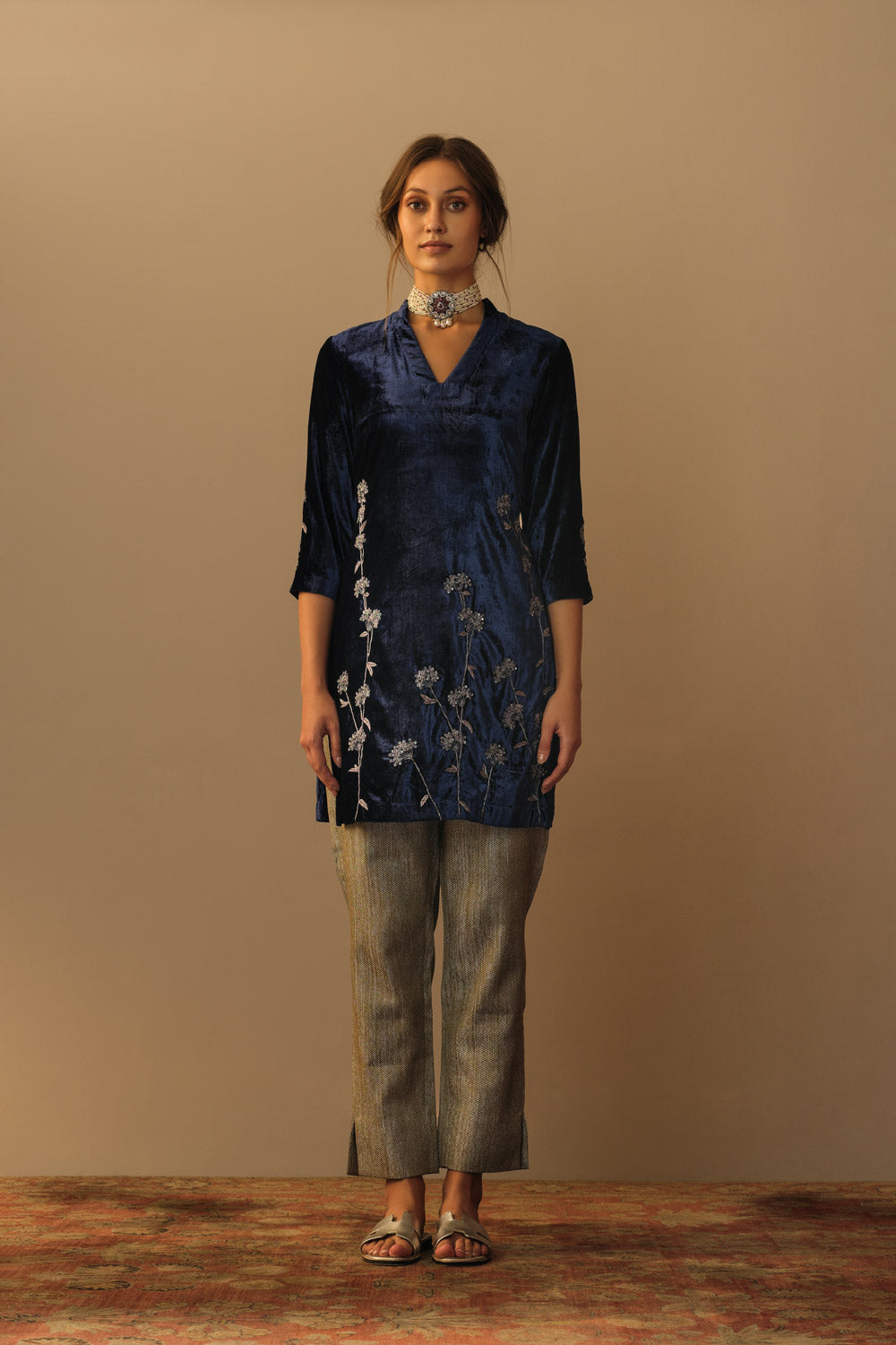 Velvet tunic saphire blue 'Sweet Cicely'