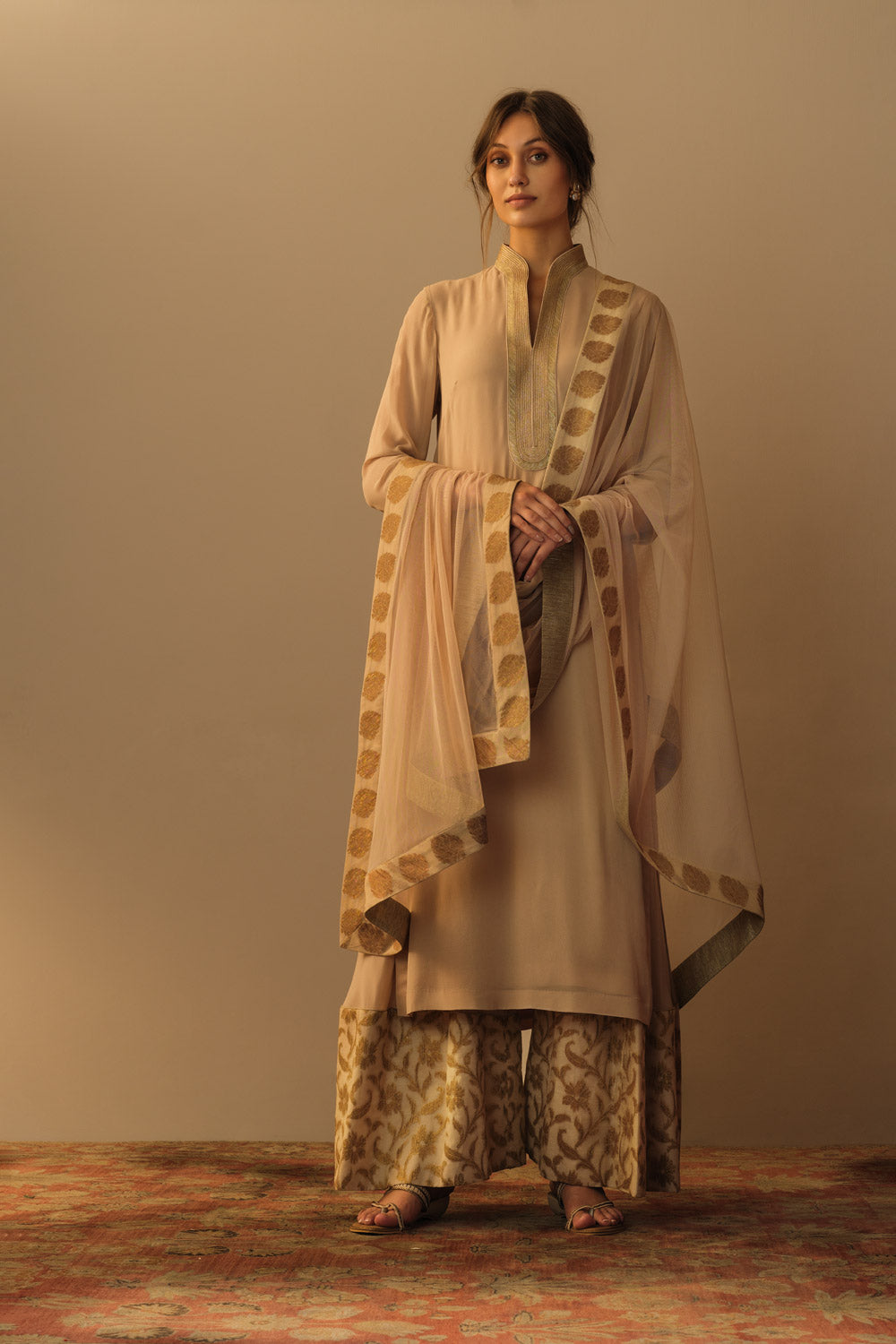'Aafreen' sharara set 'Badami'