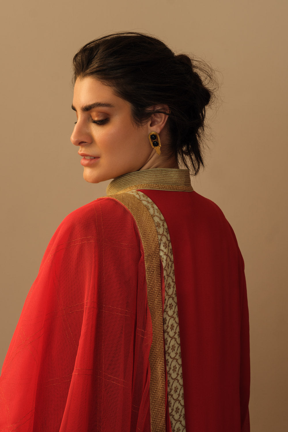 'Aafreen' sharara set vermillion red - image 2