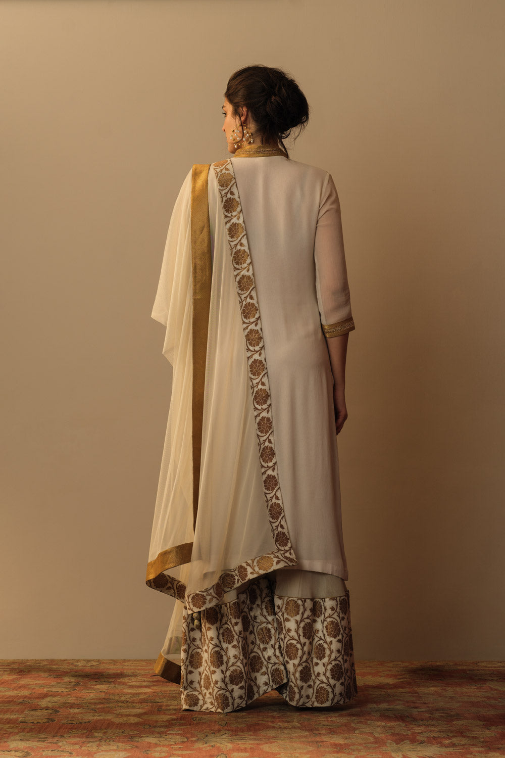 'Aafreen' sharara set ivory and gold - image 2