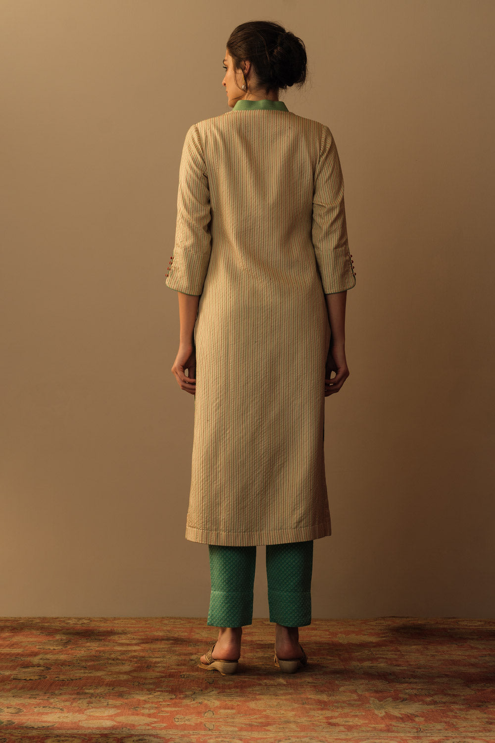 'Latifa' meenakari tunic fawn