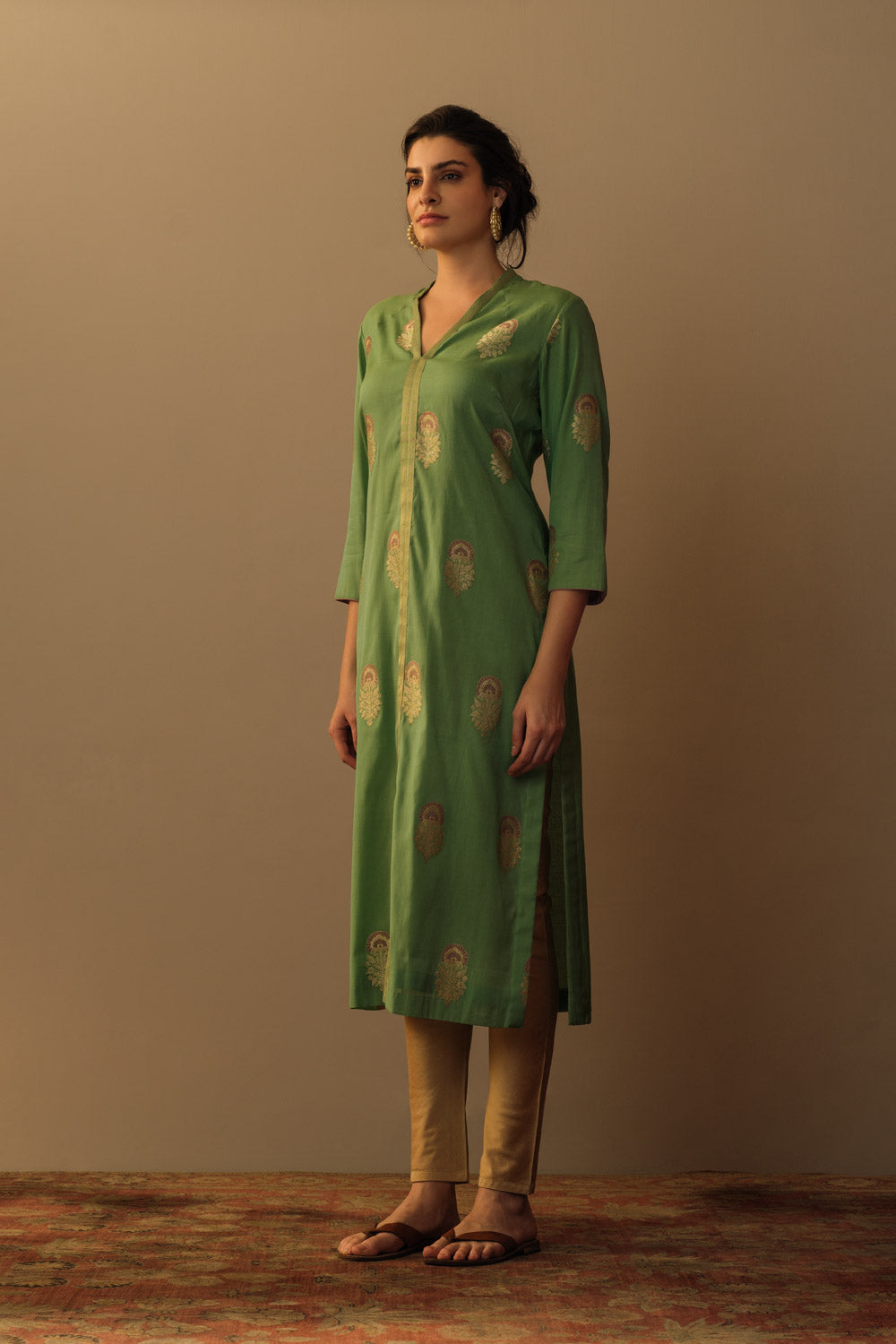 Meenakari mughal motif tunic jade green - image 2