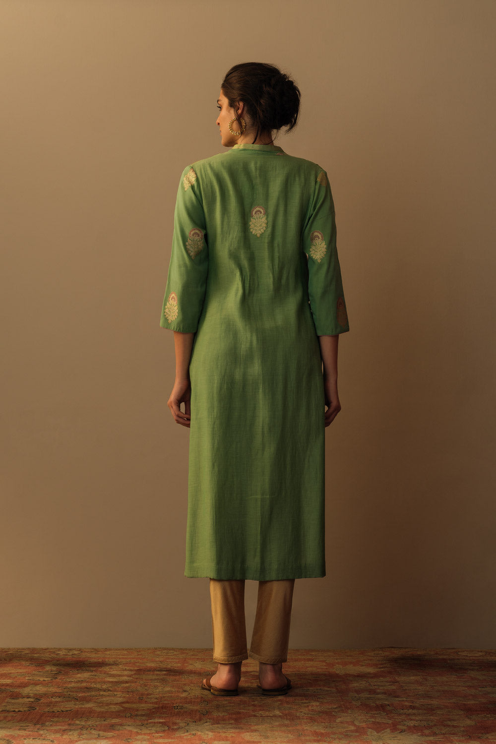 Meenakari mughal motif tunic jade green - image 3