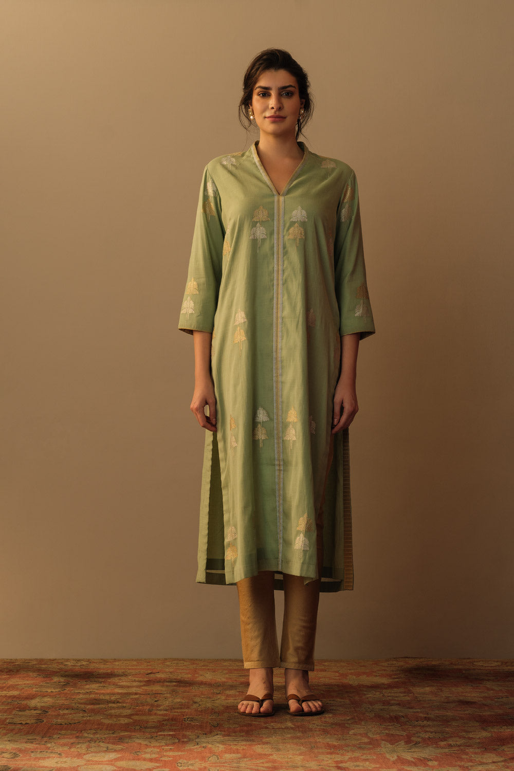 Ganga jamuni tunic mughal motif aquamarine