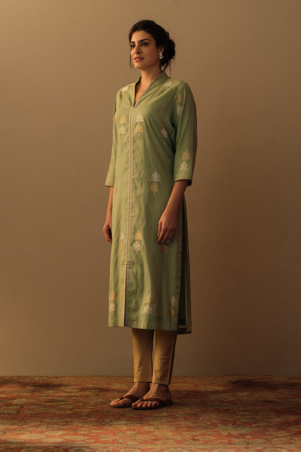 Ganga jamuni tunic mughal motif aquamarine - image 2