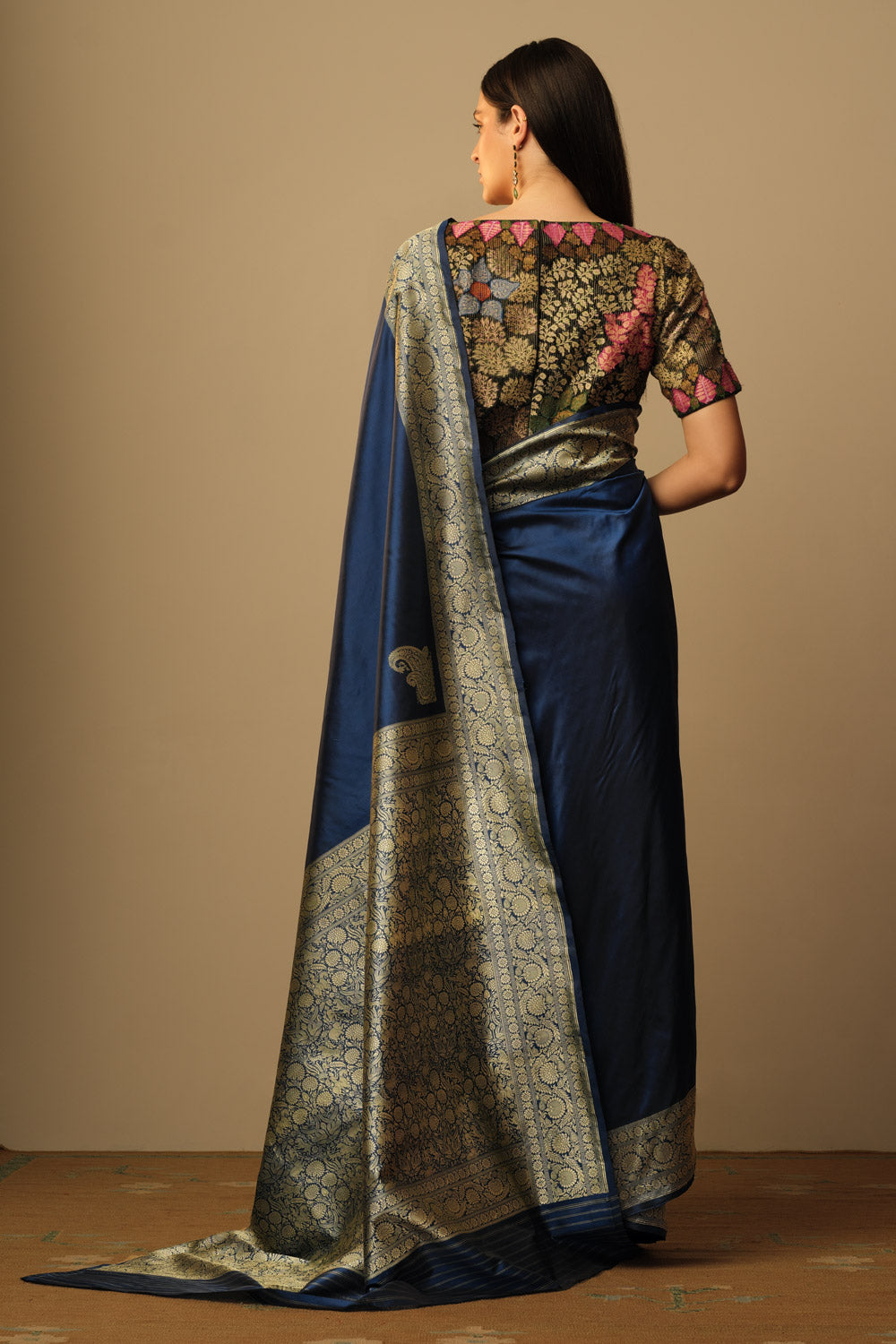 Sari silk mid night blue - image 2