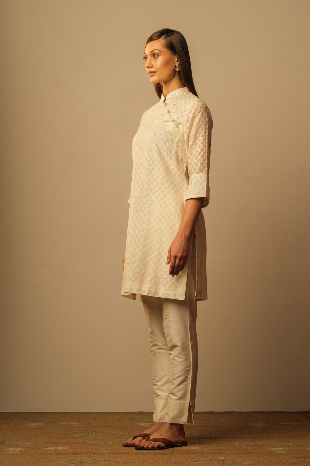 Oriental mughal jaal tunic ivory - image 3