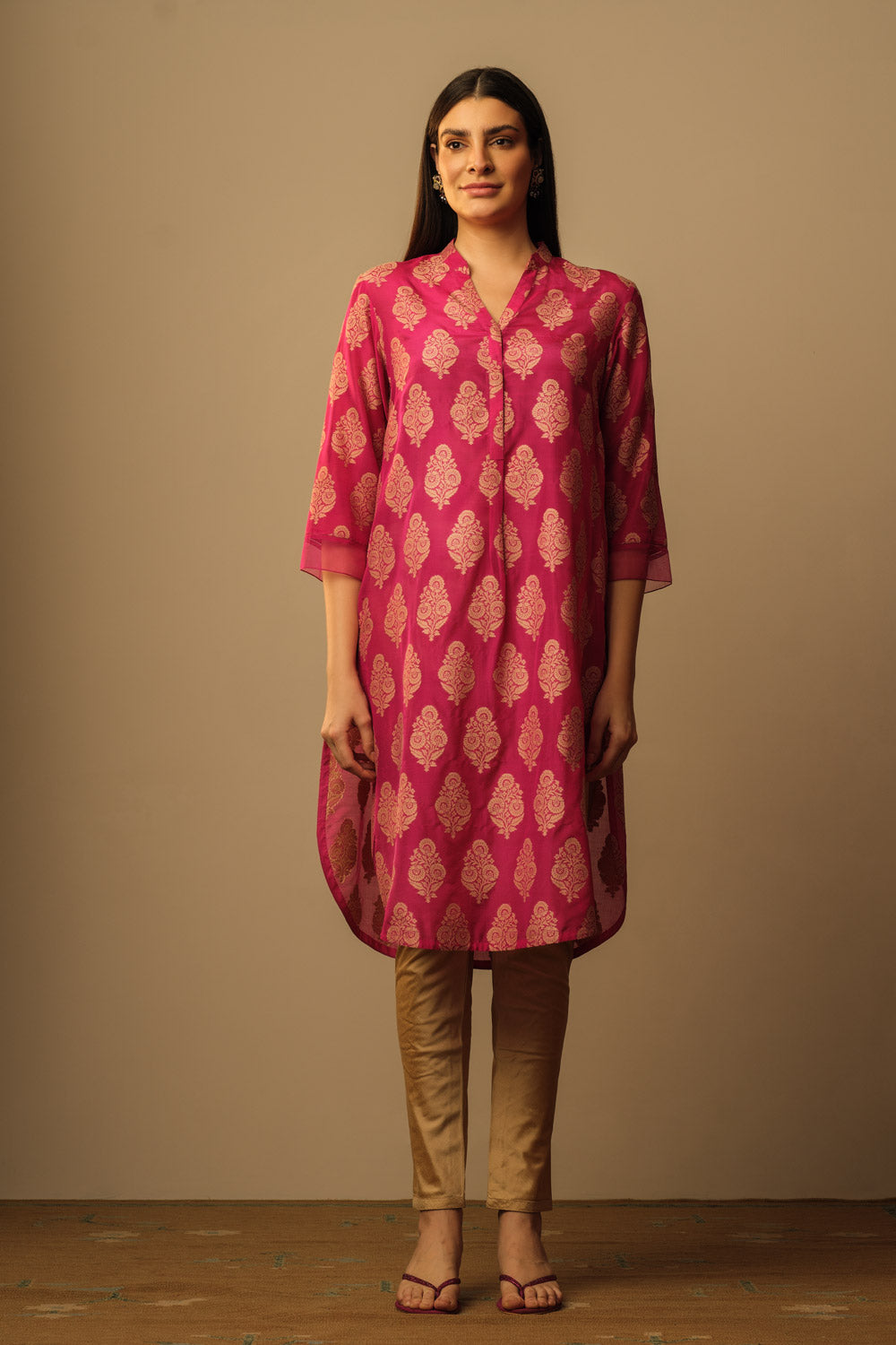 Mughal buti kameez tunic magenta