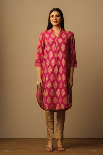 Mughal buti kameez tunic magenta