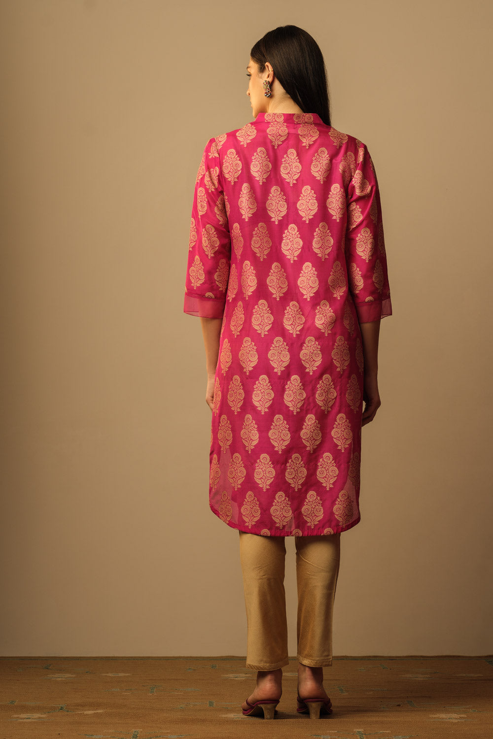 Mughal buti kameez tunic magenta - image 3