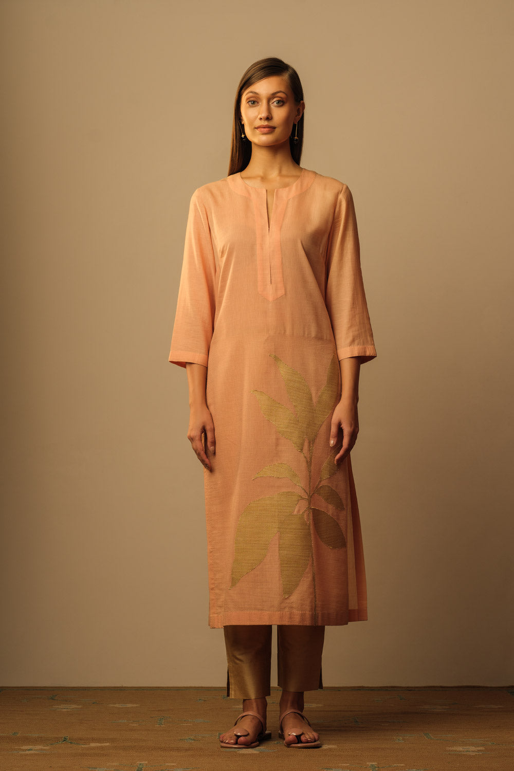 Tropical leaf applique tunic