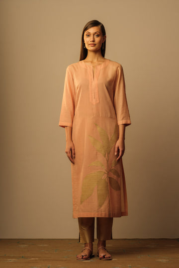 Tropical leaf applique tunic