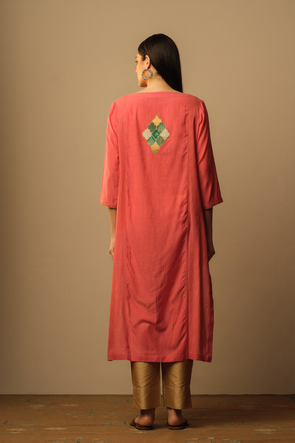 Boat neck brocade panel tunic - image 3
