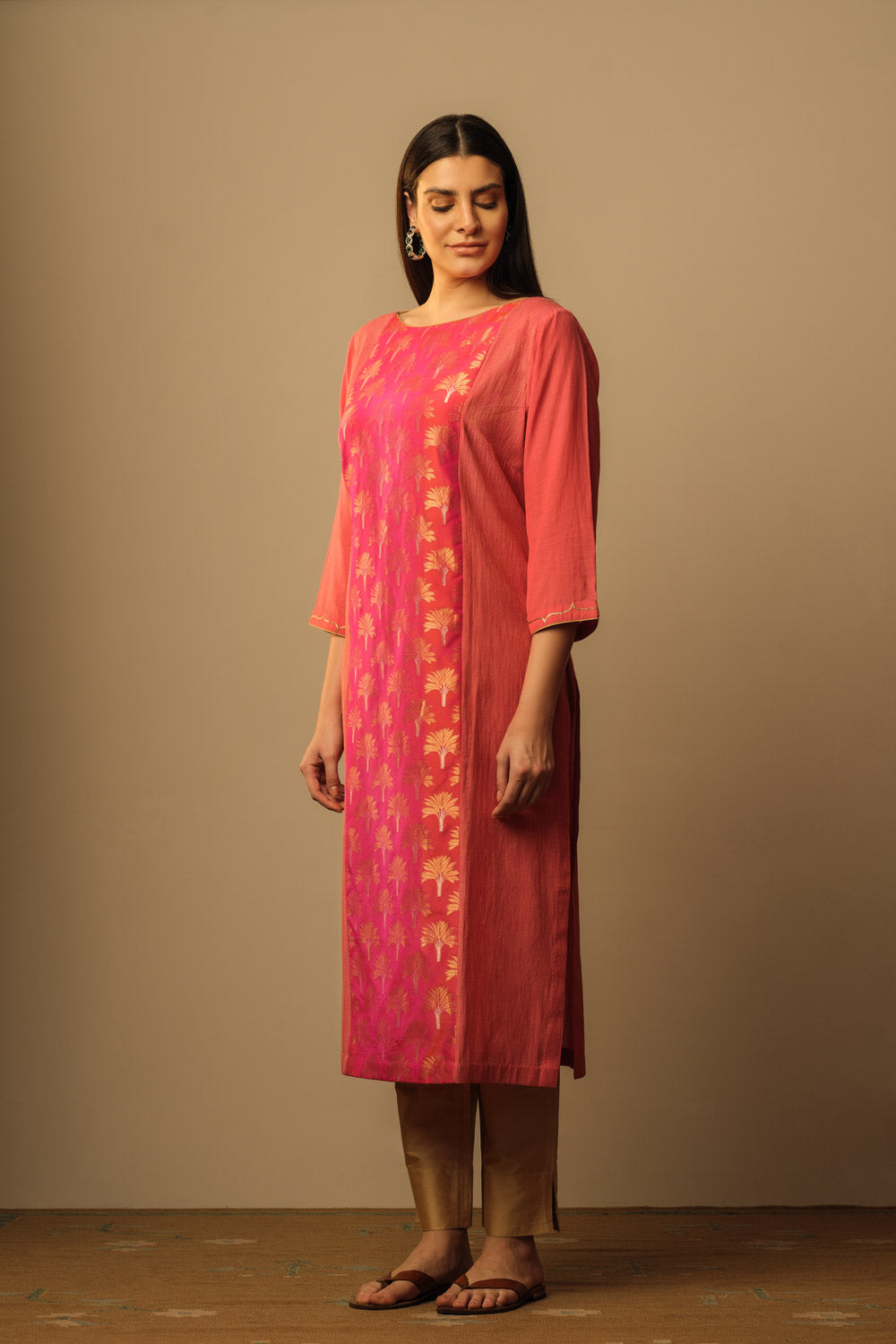 Boat neck brocade panel tunic - image 2