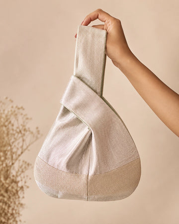 Yuri' mandarin design zari striped pouch