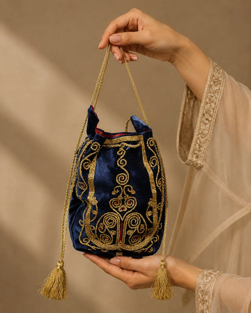 'Zohra' silk velvet pouch