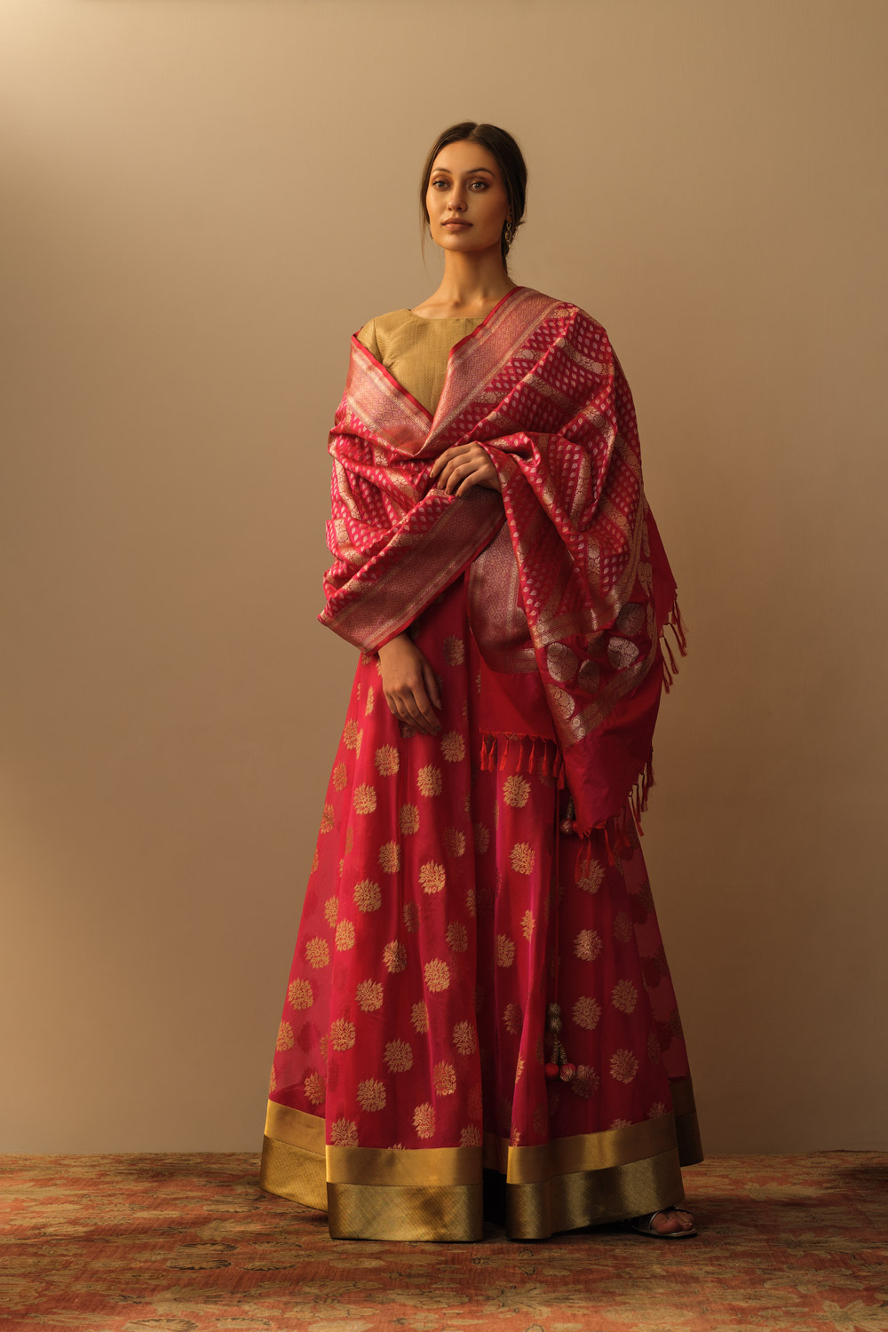 Diagonal Embroidered Dupatta