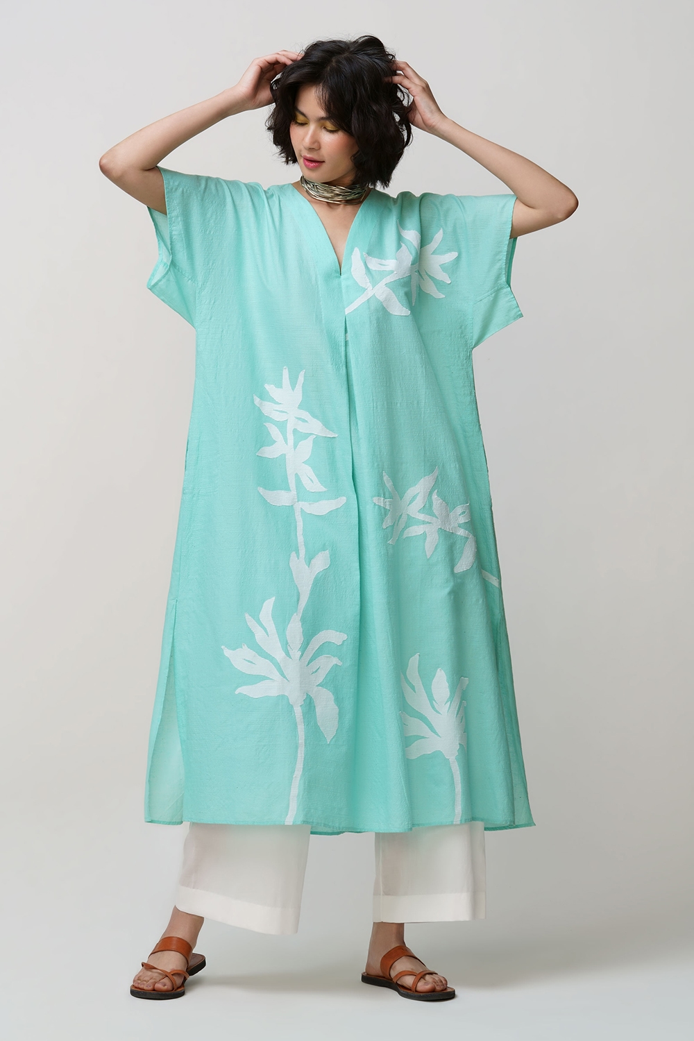 Flower design moroccan caftan