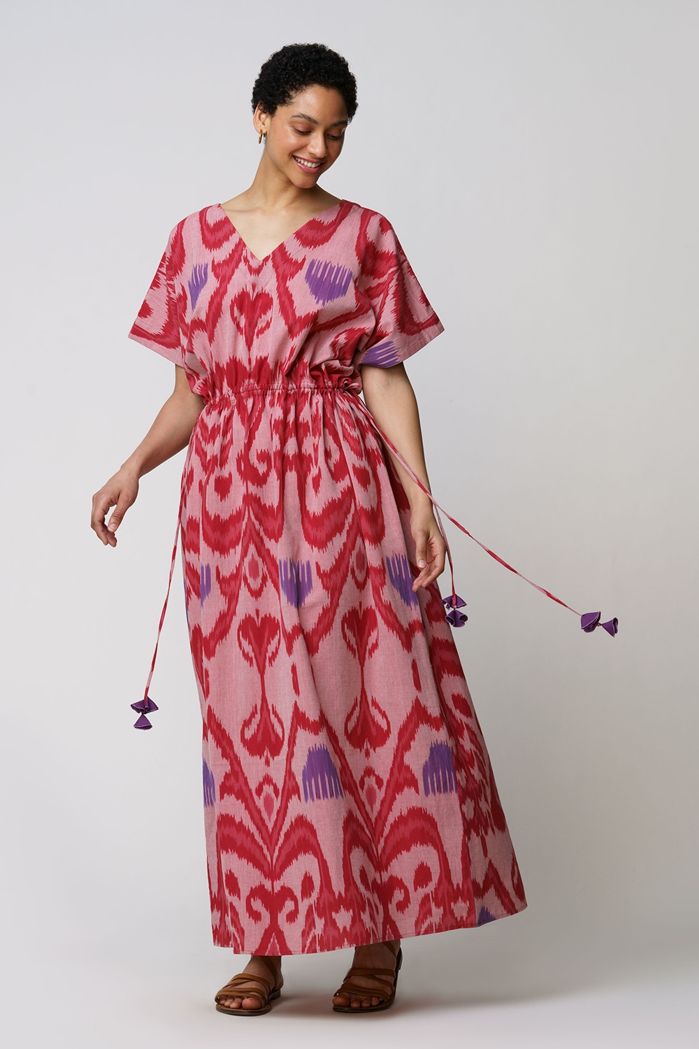 “Nuri”caftan dress cotton ikat Mallika Mathur