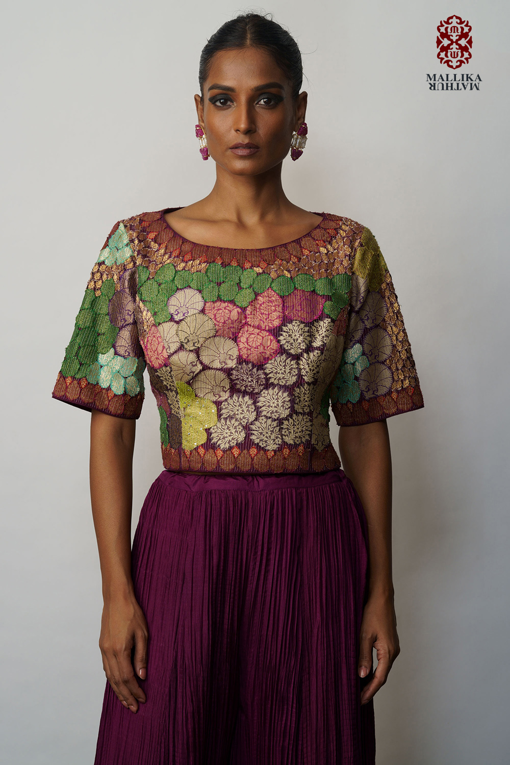 OMBRÈ Banaras Bloom Toga Dress Peach & Coral main image 1
